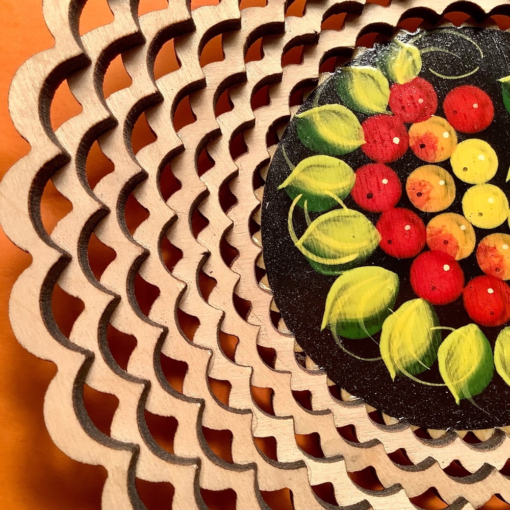 Holiday centerpiece latticed wood bowl, fruit bowl party decor, design entertain
